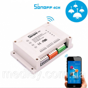 Sonoff 4CH  10А 2200W 4-Канальный WiFi выключатель