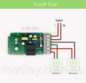 Sonoff Dual 2-Канальный WiFi Выключатель